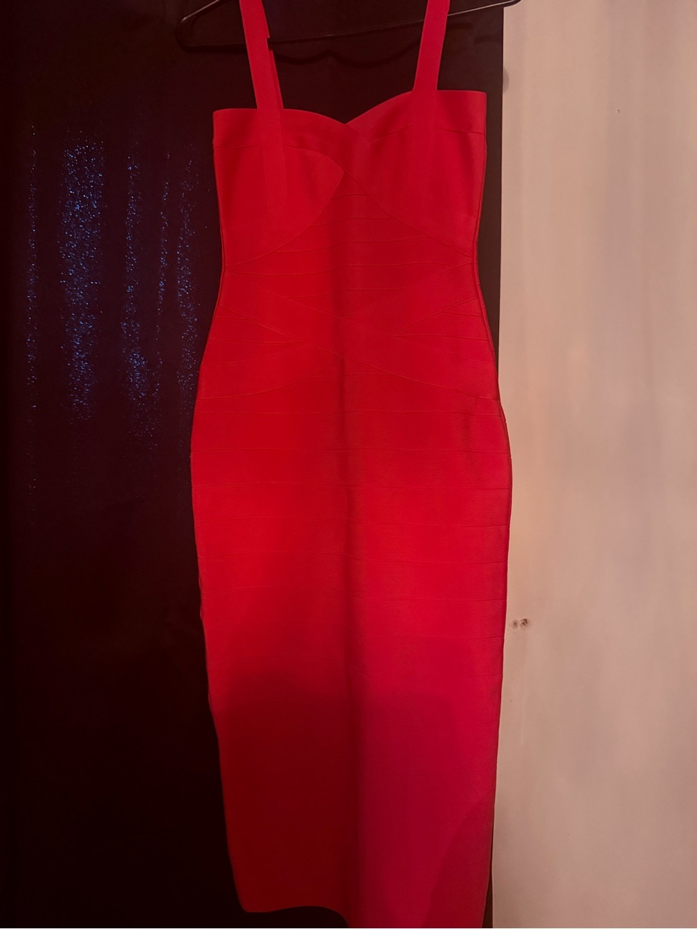 Red Strappy Midi Bodycon Dress